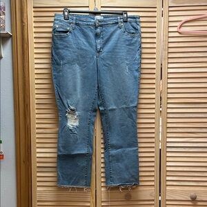 crown & ivy Distressed Blue Ankle Jeans